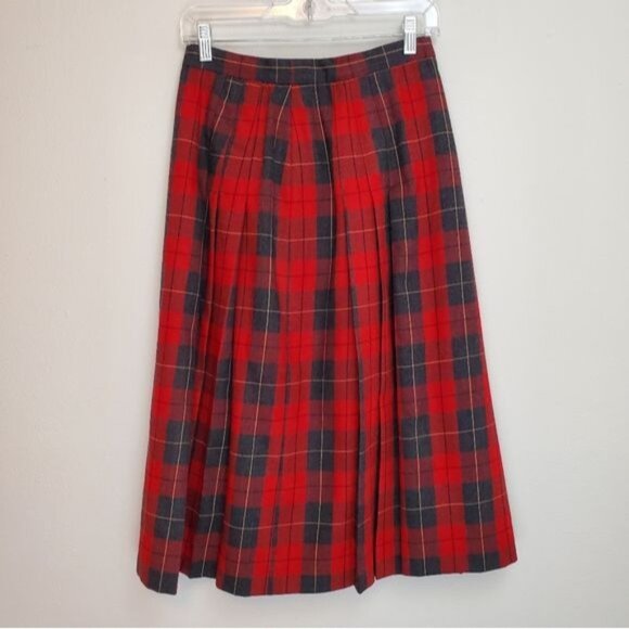 Vintage McHenry's plaid wool pleated midi skirt - Picture 1 of 9